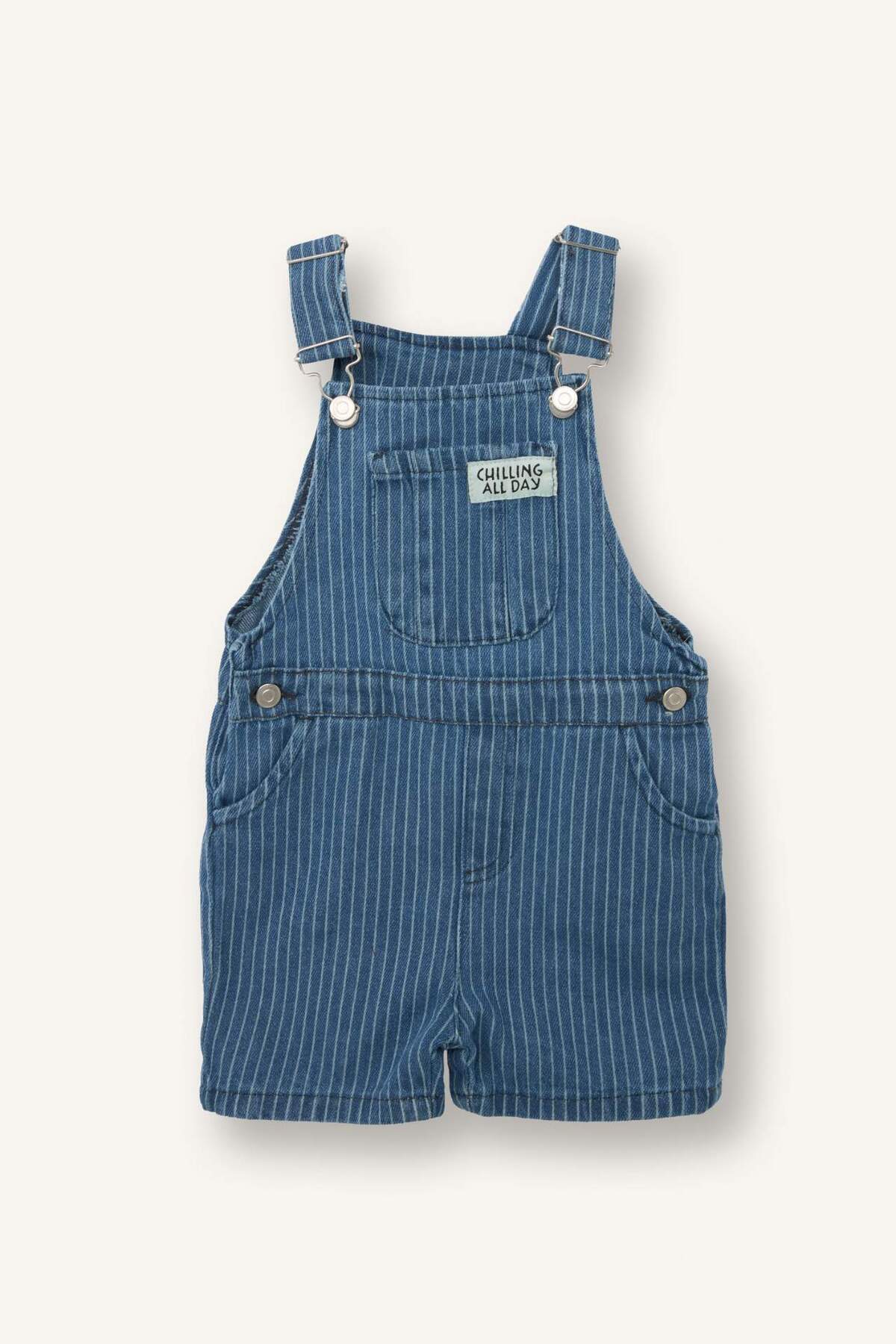 %100 Pamuk Erkek Bebek Çizgili Jean Tulum H5357A526HS