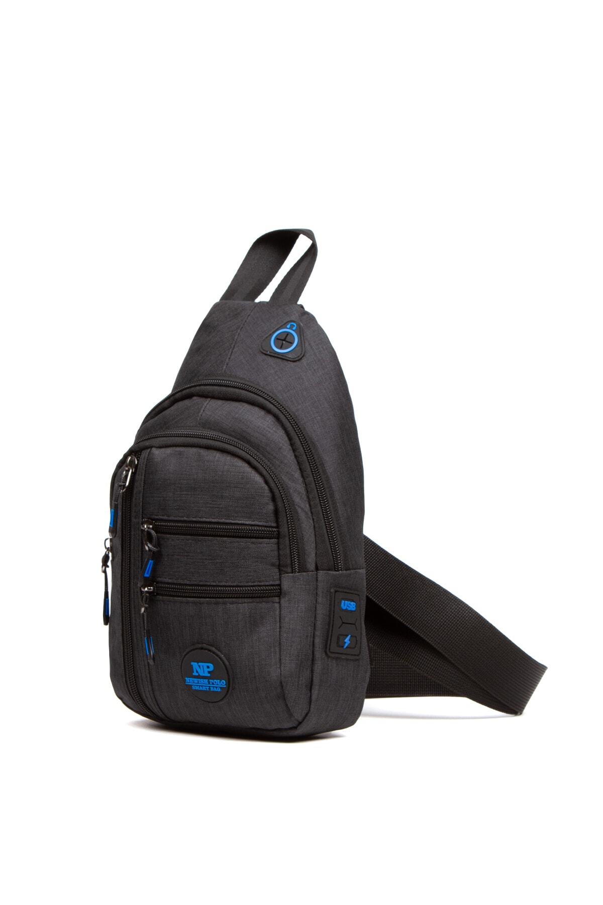 NEWISH POLO ACCESSORIES Erkek Su Geçirmez Keten Kulaklı Ve Usb Çıkışlı Bel Omuz Çantası Body Bag Freebag (19X29CM)