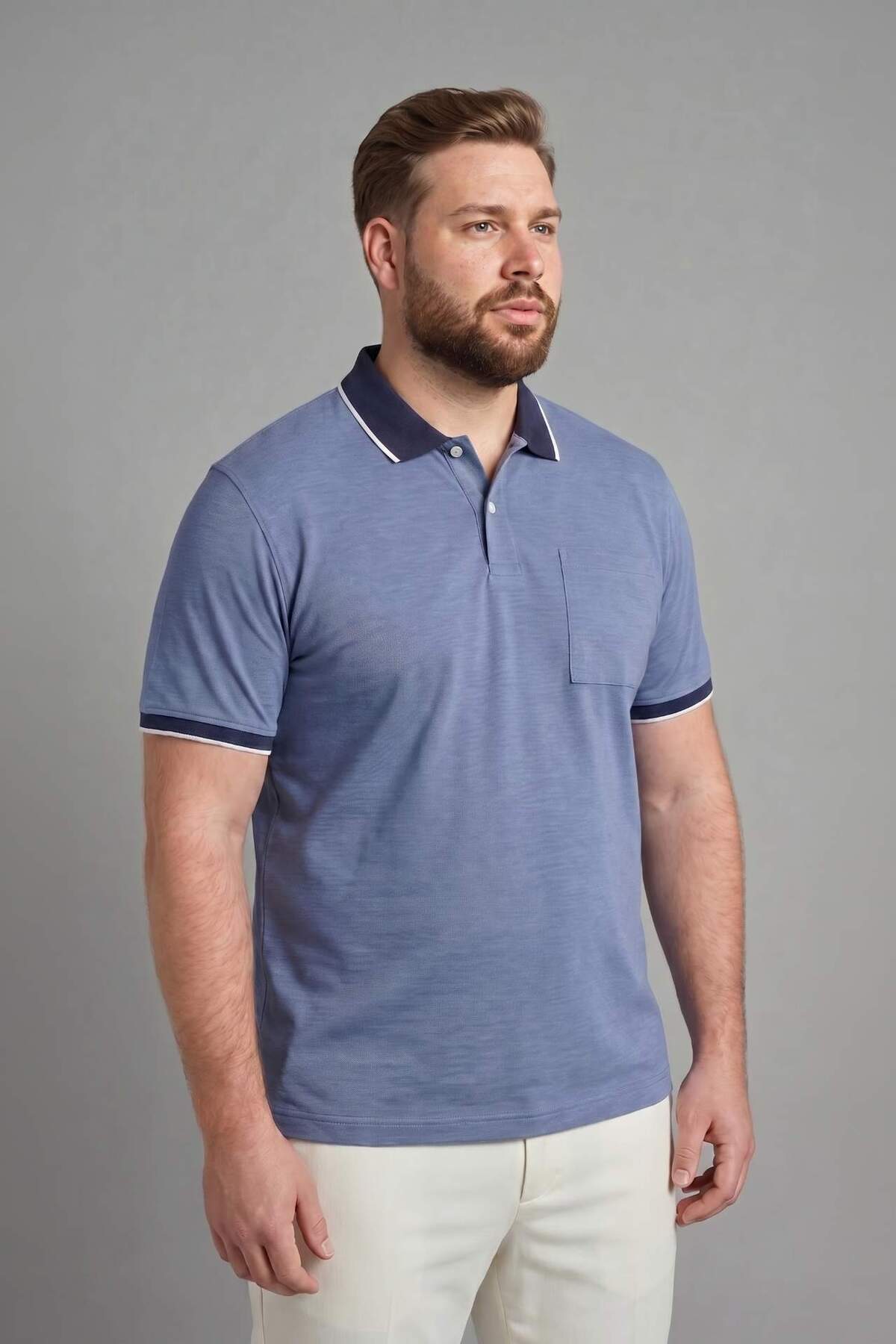 Defacto Cotton Regular Fit Large Size Polo Collar Pique Short Sleeve Polo T-Shirt H2054Ax26Sp