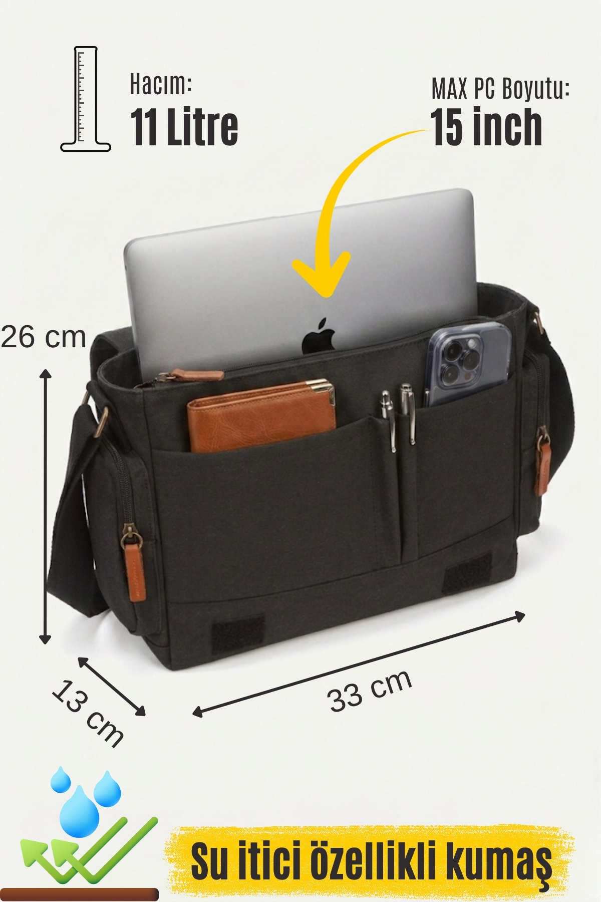 byhakan GK65 KANVAS POSTACI YAN ÇAPRAZ KÖRÜKLÜ EVRAK DİZÜSTÜ LAPTOP NOTEBOOK MACBOOK TABLET GÜNLÜK KULLANIM görsel 8