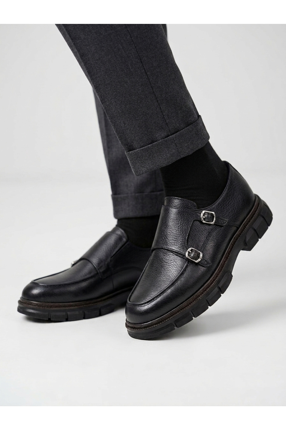 Derify Men's Genuine Leather Double Buckle Ultra Comfortable Luxury Classic Shoes