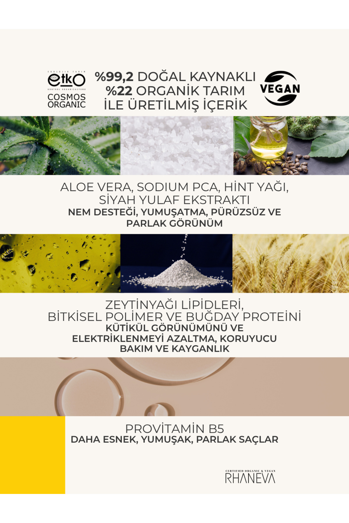 نرم‌کننده مرطوب‌کننده بدون سیلیکون برای موهای خشک و آسیب‌دیده، ارگانیک و گیاهی، ۲۵۰ میلی‌لیتر — RHV-AEHC001 — تصویر 5 از 7