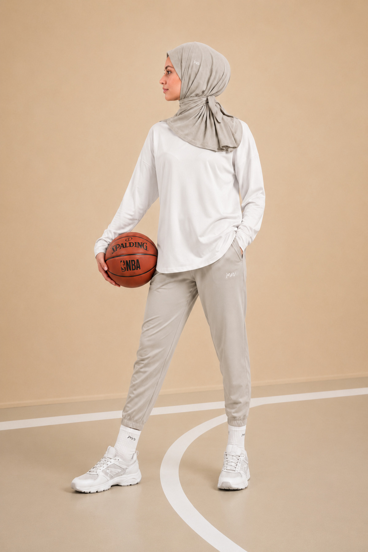 Merve Nayir Bej Athletic Hijab Spor Tesettür Bone - Günlük ve Antrenman Kullanımına Uygun görsel 7