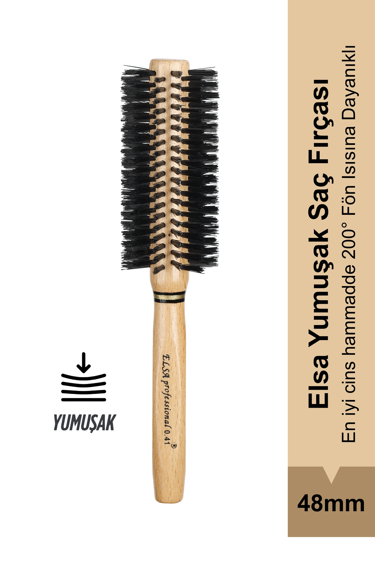 Elsa Fırça Elsa Professional 0.41 Natürel Yumuşak Saç Fırçası — قهوه‌ای