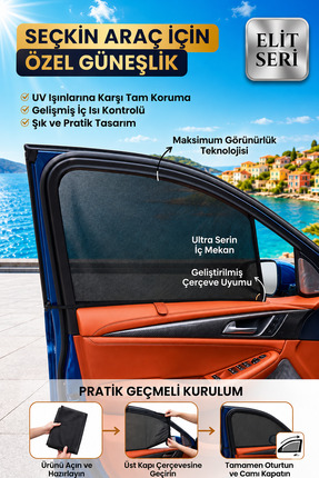TUMKE Pratik Geçmeli Araç Yan Cam Güneşliği Güneş Koruyucu Perde Kolay Montaj...