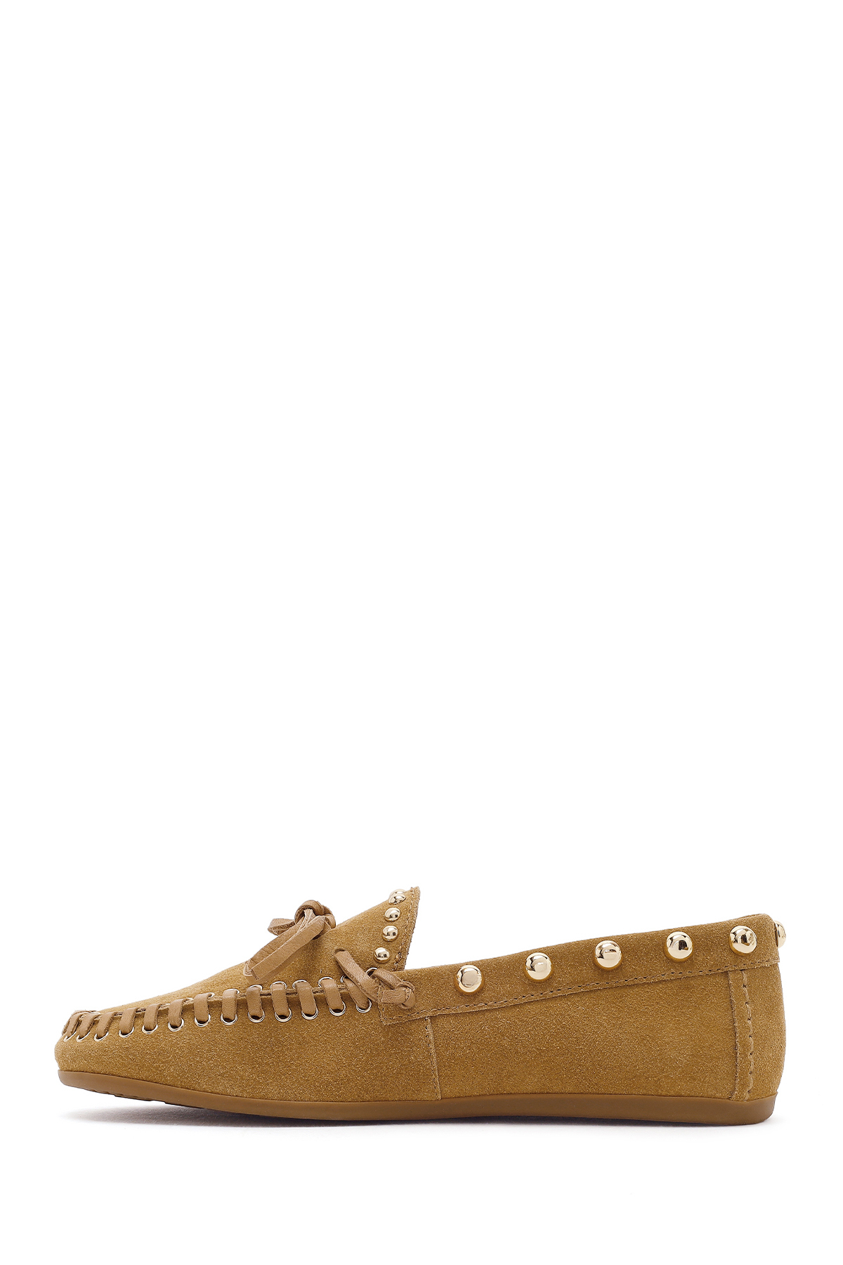 Derimod Kadın Bej Süet Deri Loafer 26PFD552410 görsel 3