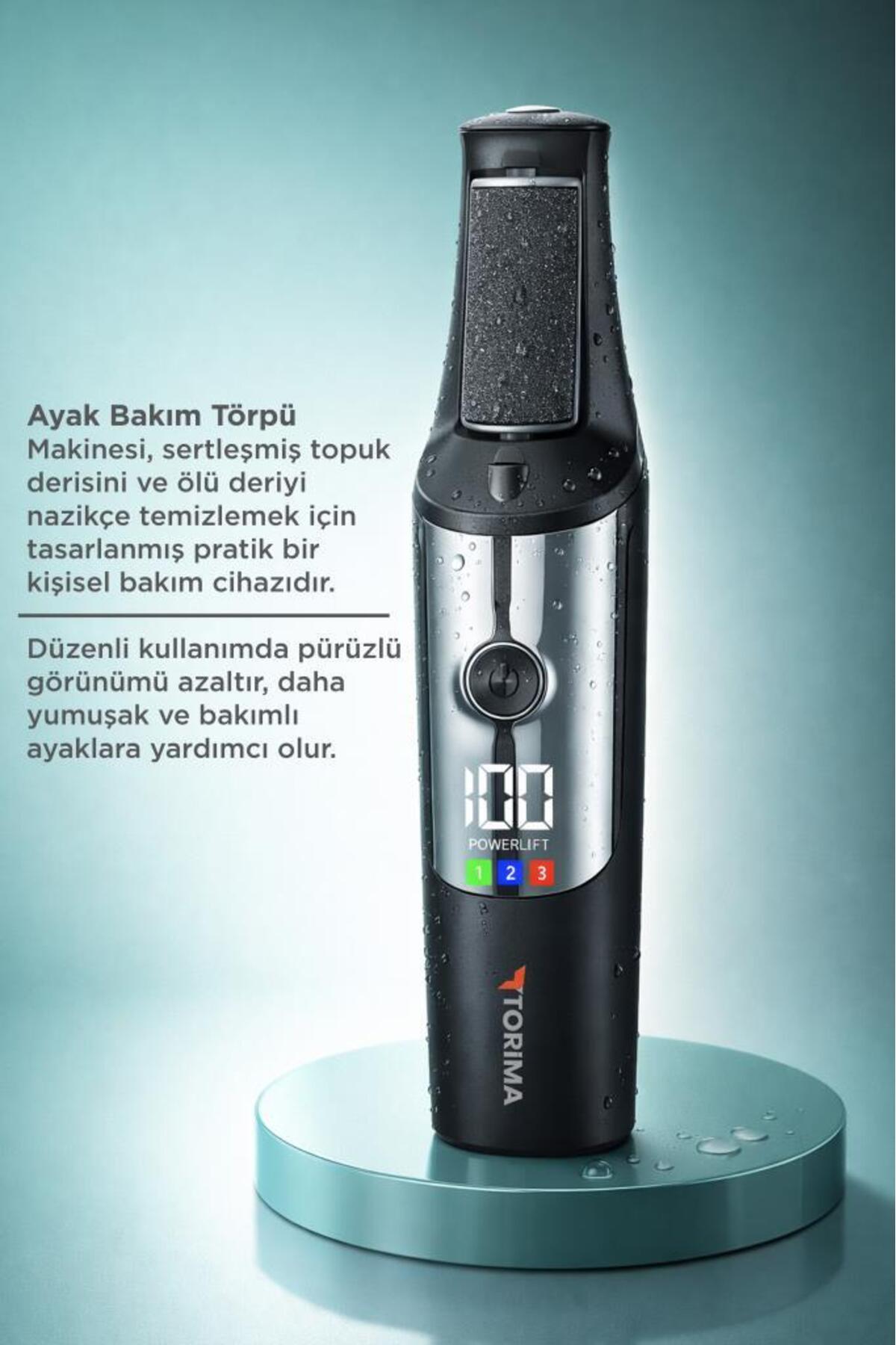سوهان پا ضد آب و قابل شارژ با صفحه نمایش LCD و 3 سر، BCM-1140T، مشکی — تصویر 7 از 8