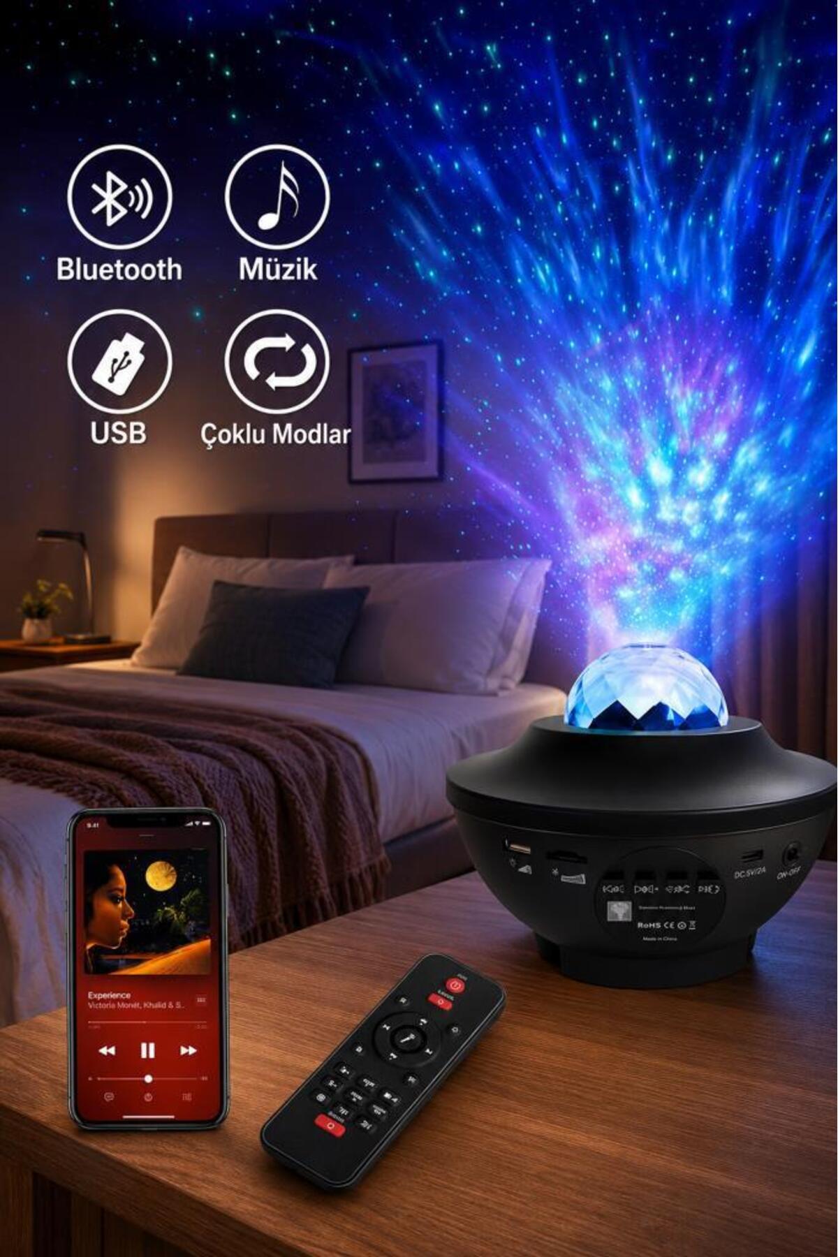 Torima Starry Projektör Led Lazer Uzaktan Kumandalı Kablosuz