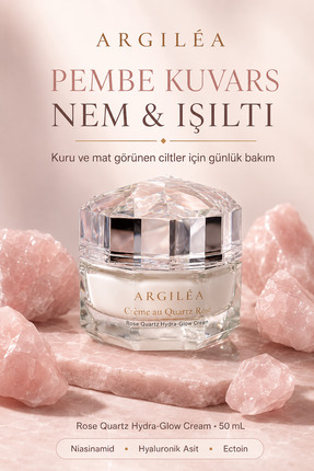 Argilea Rose Quartz Yoğun Nemlendirici Yüz Kremi, Işıltı ve Cam Cilt Görünümü...