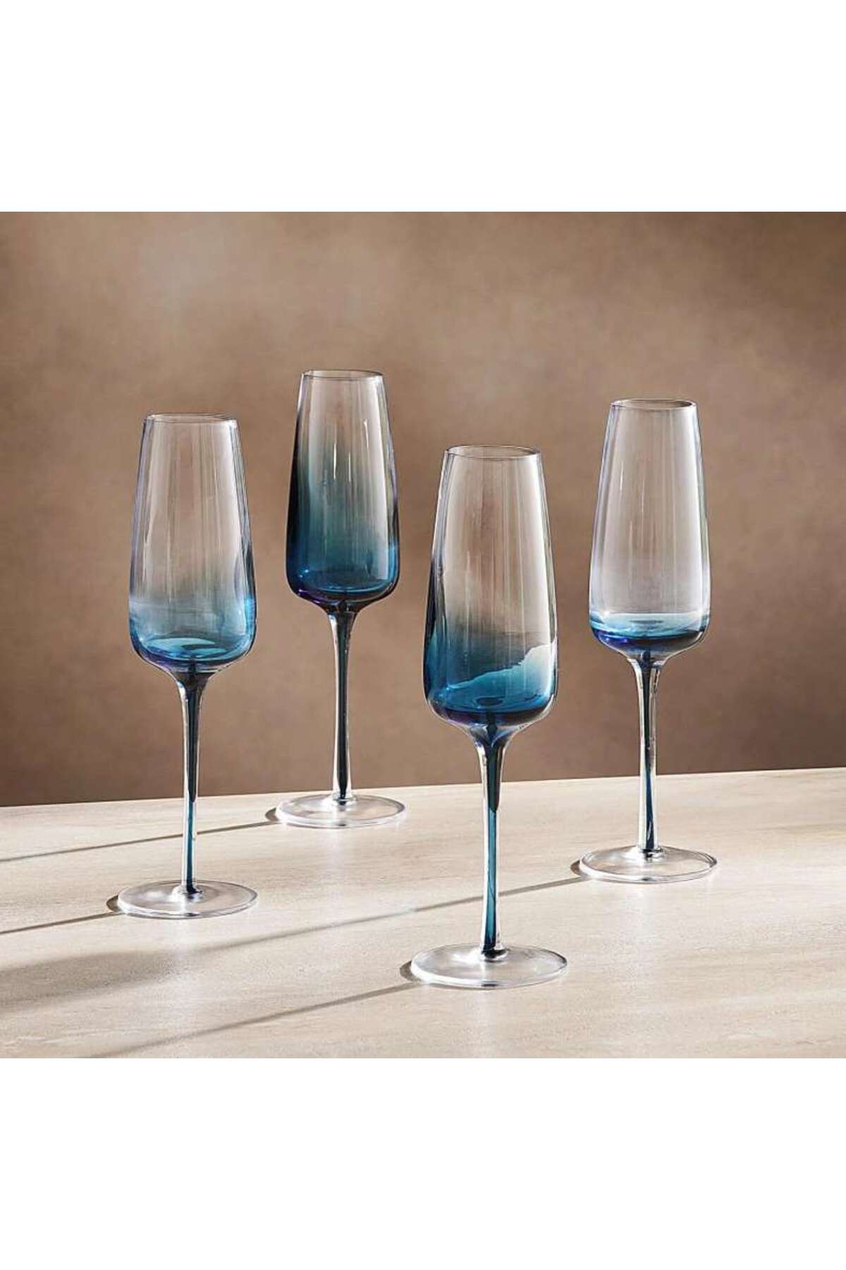 PAN HOME Lona 4-piece Flute Glass Set 225ml -blue