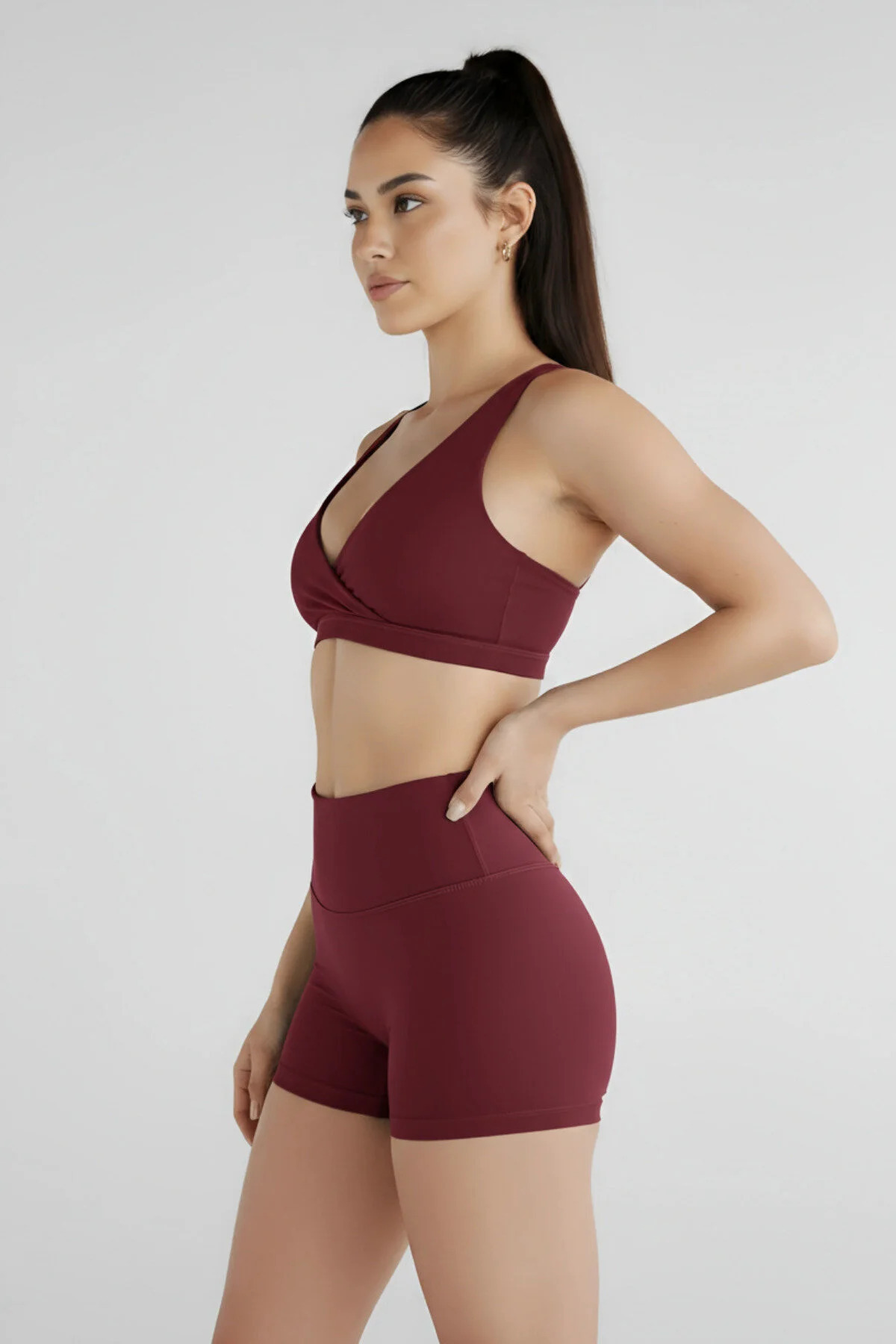 Thestiluxe 4 Yönlü Esnek Yüksek Bel Mini Şort Tayt Yoga, Spor ve Günlük Kullanım