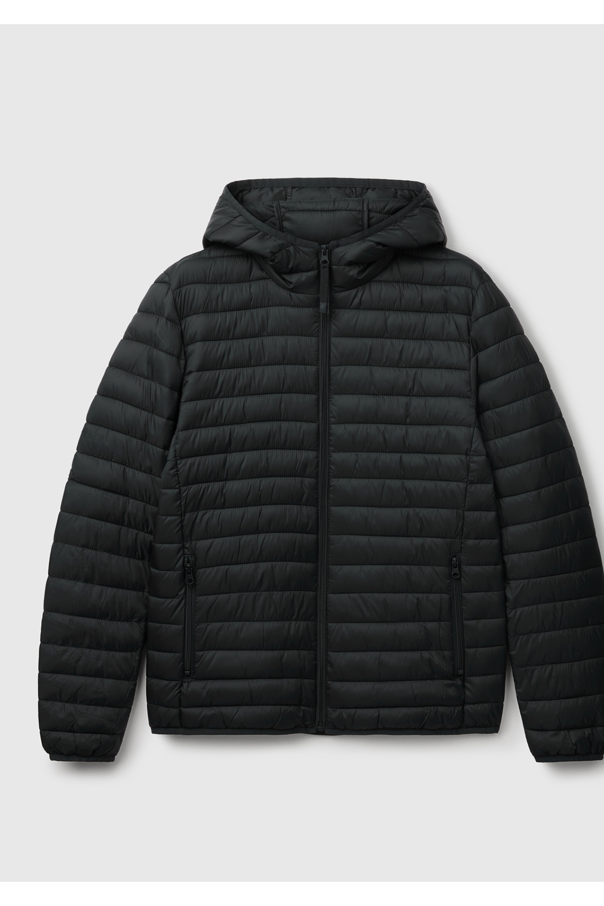 Erkek Siyah Polyester Dolgulu Regular Fit Kapüşonlu Puffer Mont — مشکی 125A2TWDUN06I — تصویر 2 از 6