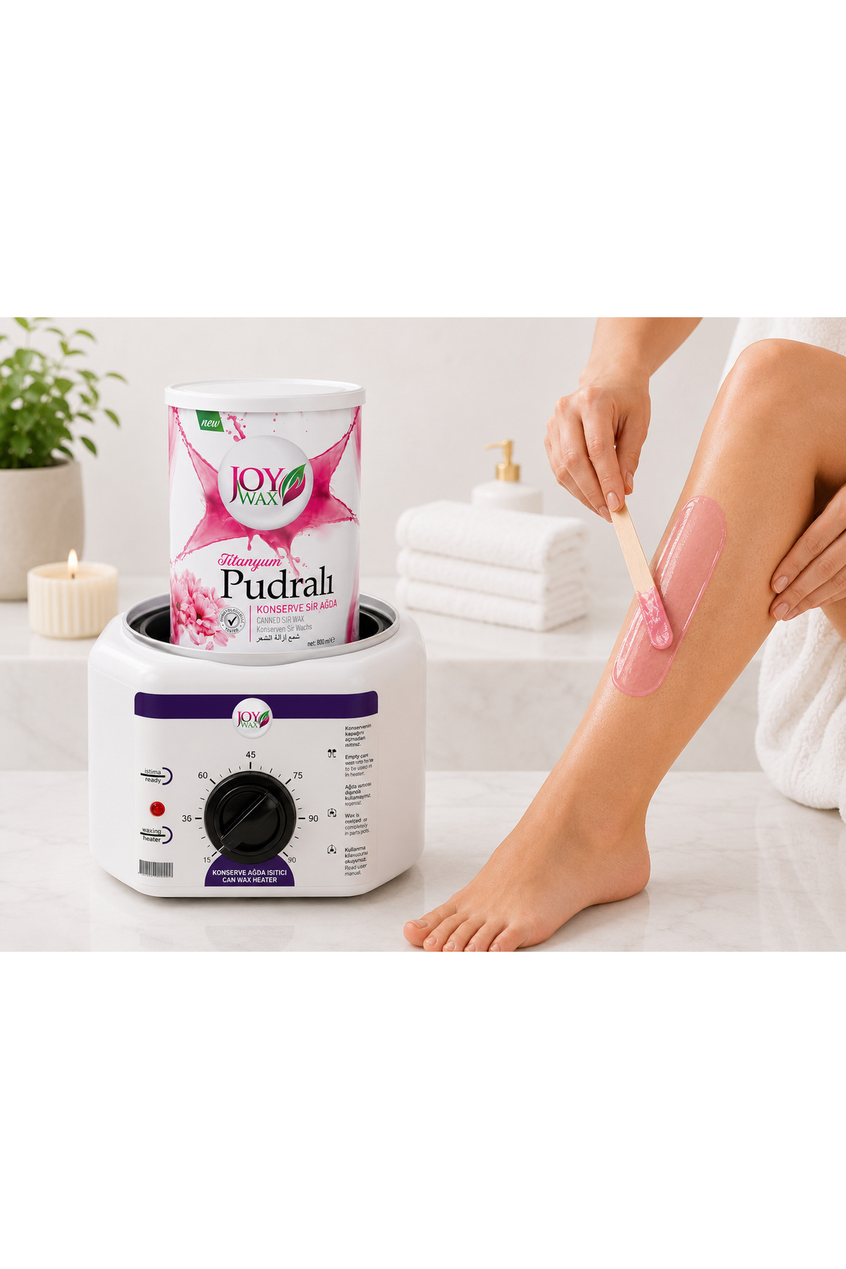 JOYWAX Isıtıcı Kazan + Konserve Ağda Titanyum Pudralı — JOYKOMBİN3