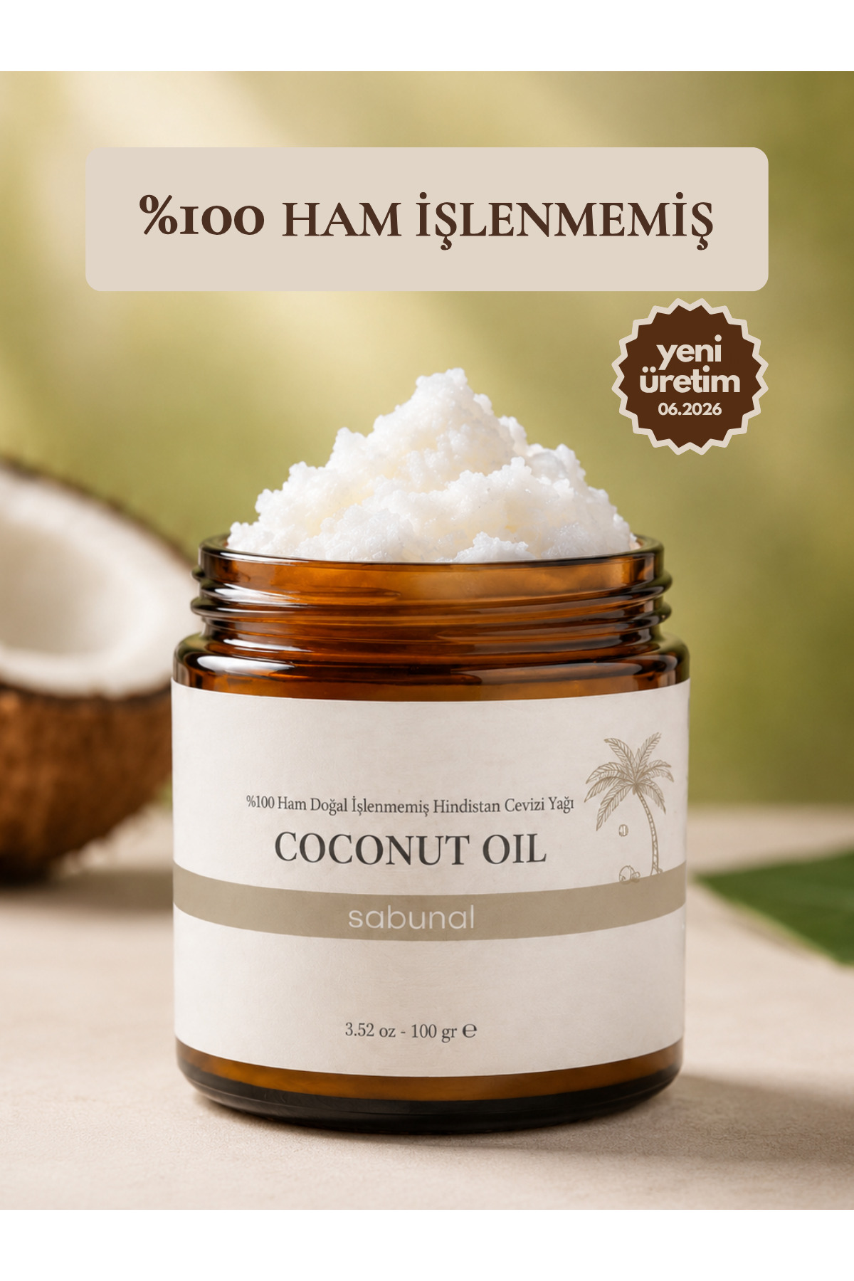 Hindistan Cevizi Yağı - Soğuk Sıkım Ham Işlenmemiş Raw Virgin Coconut Oil 100 gr — S24COCO03