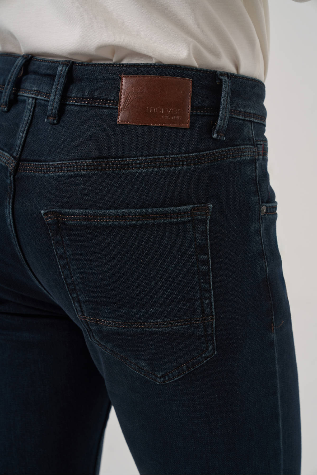 Morven Erkek Haki Denim 5 Cep Slim Fit Jean Kot Pantolon görsel 4
