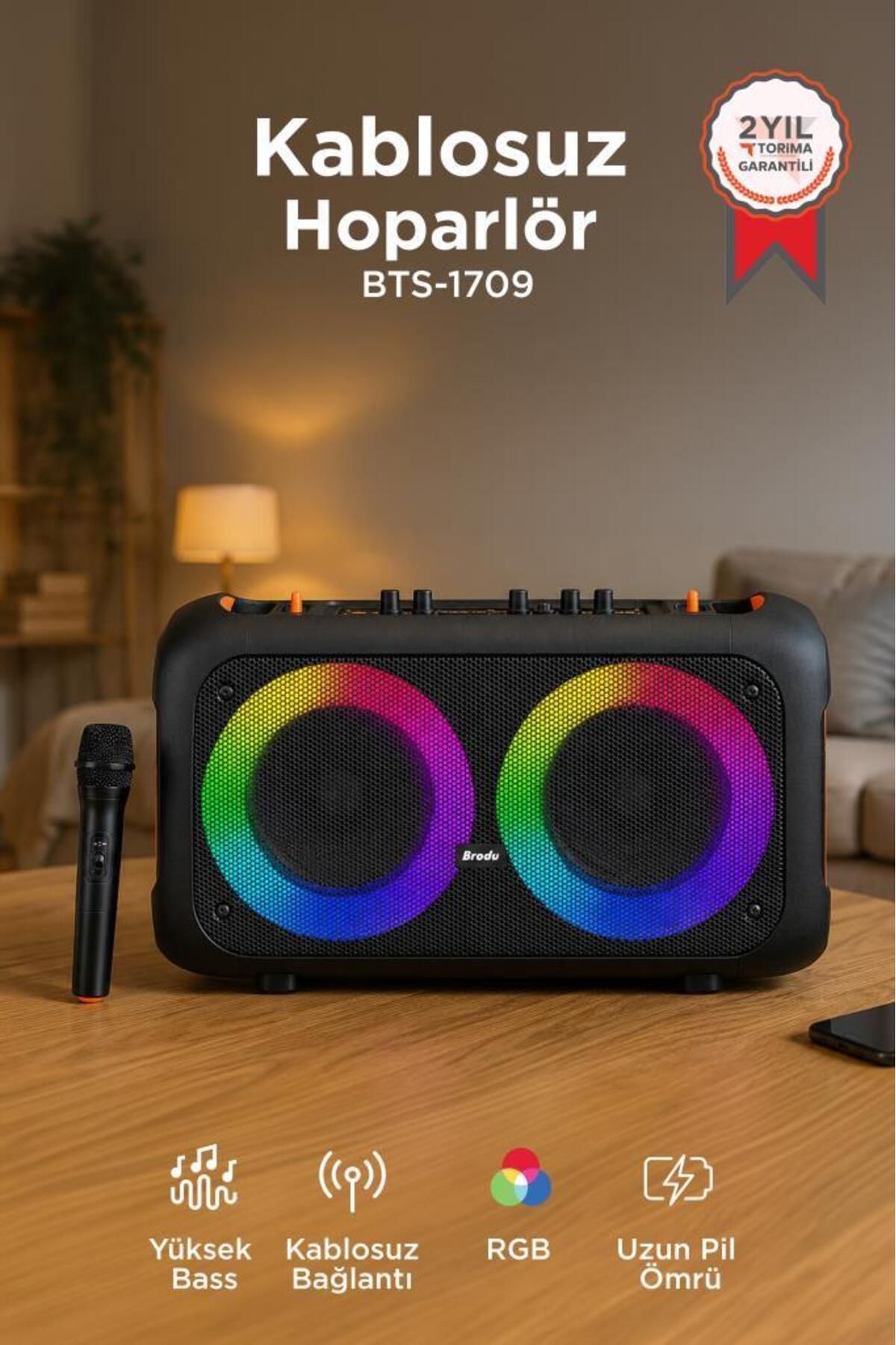 Torima Bluetooth Hoparlör Mikrofonlu USB TF FM Destekli BTS-1709