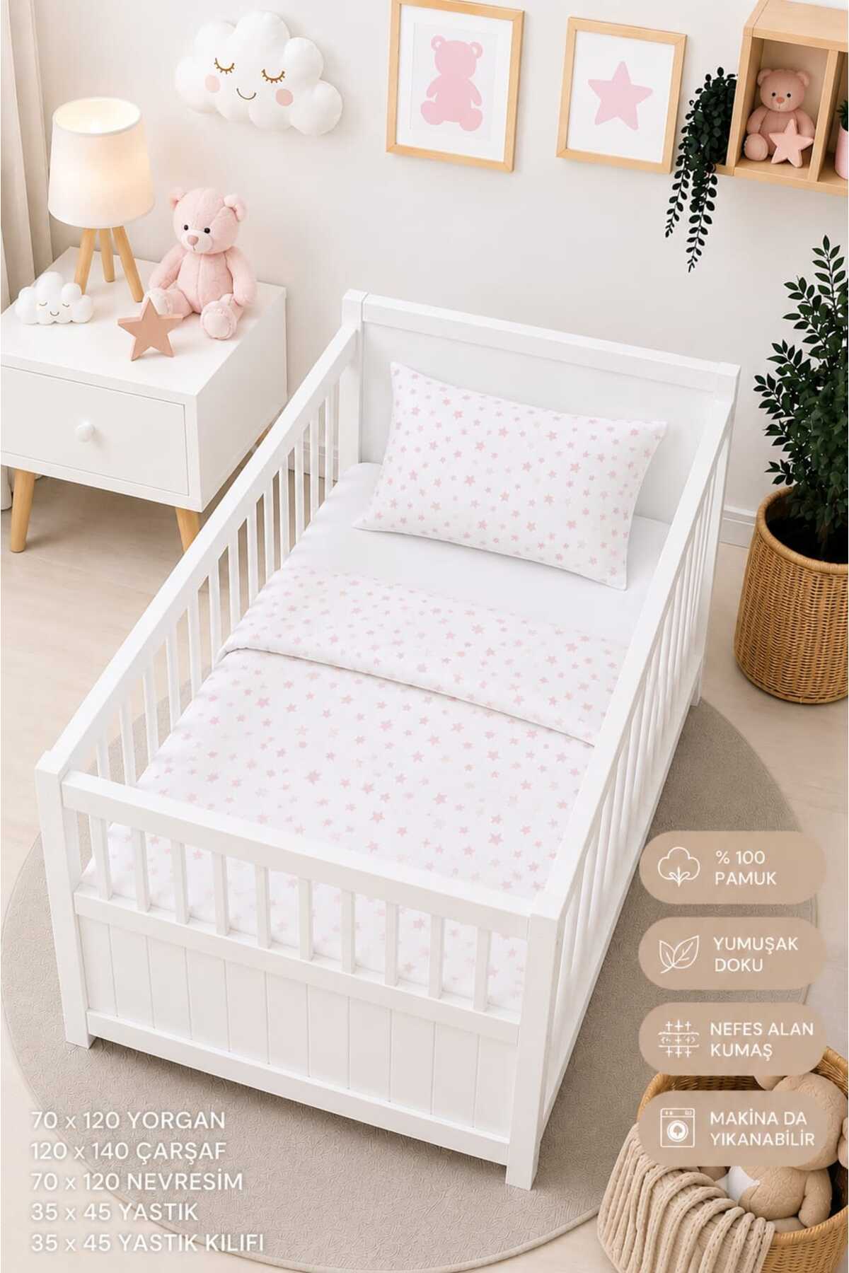 100% Cotton Fabric Baby Park Crib 5-Piece Quilt and Duvet Cover Set (70 X 120 CM)