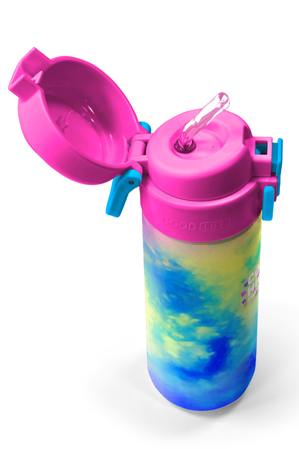 Kids Renkli Batik Desenli Pipetli ve Direkt İçim Çelik Termos 500 ml 31958