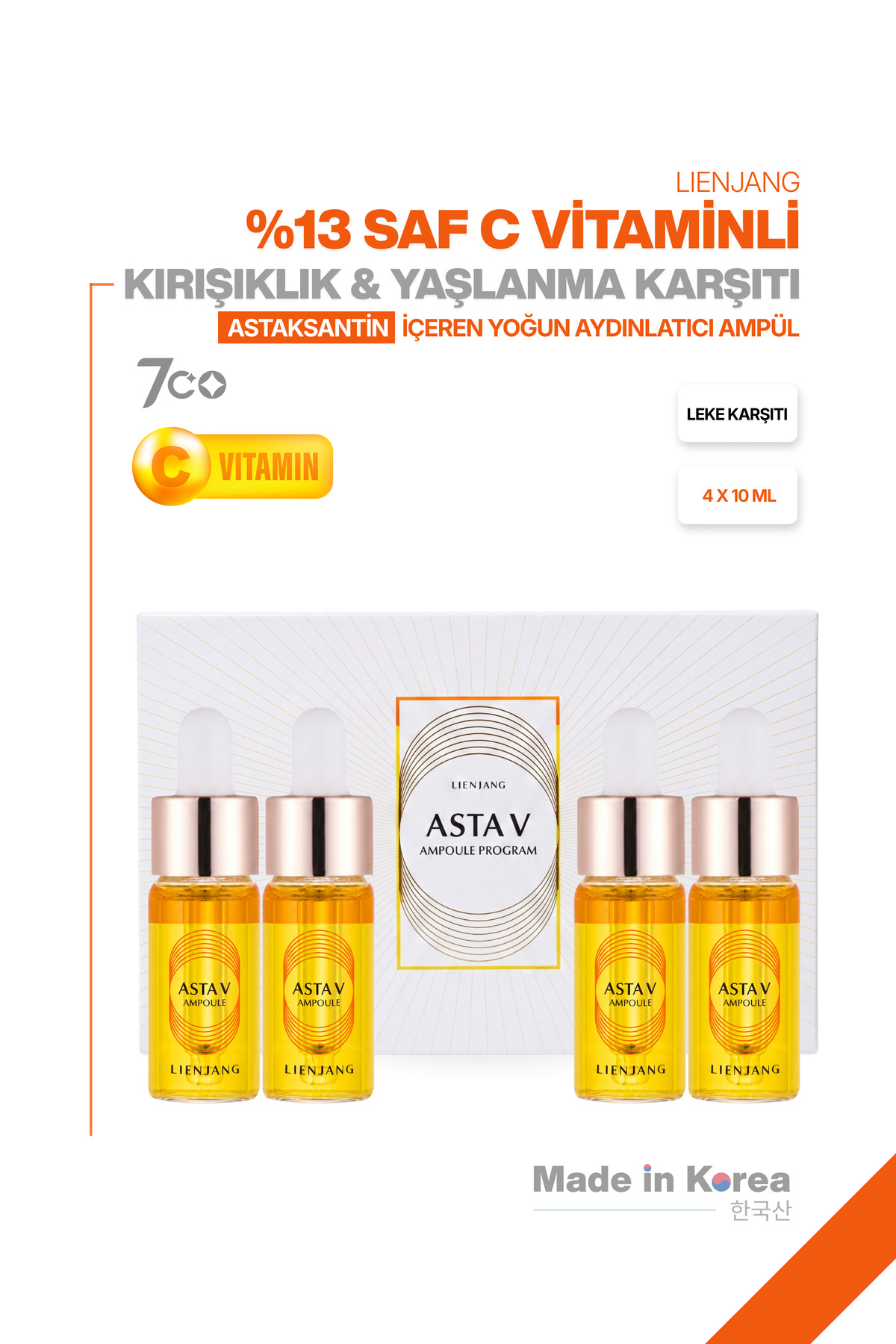 %13 Saf C Vitamini & Astaksantin |Leke & Kırışıklık Karşıtı |Yoğun Aydınlatıcı | Ton Eşitleyici Ampül Seti 4x10ml — 8809879780059
