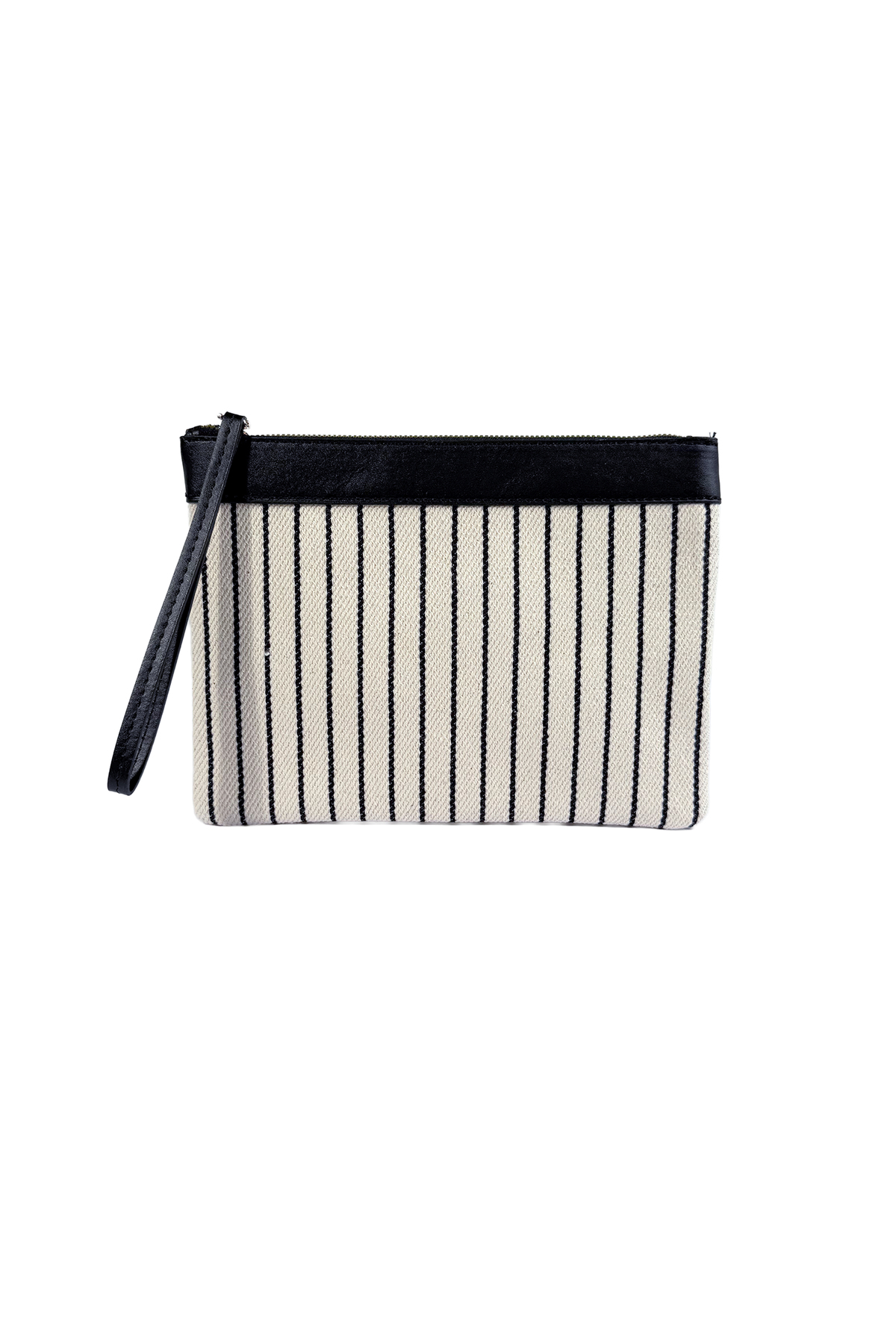 Asia Kanvas Çizgili Kadın Portföy & Clutch El Çantası Siyah