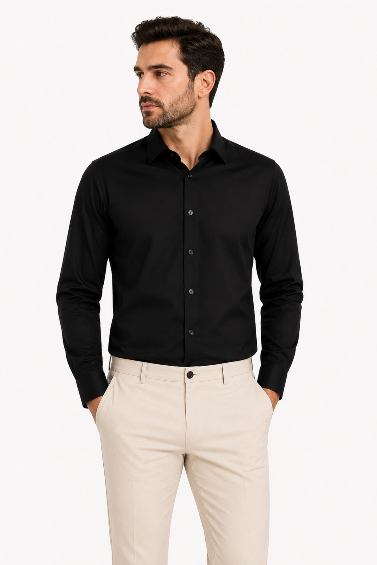 ModaPlaza Men's Satin Slimfit Long Sleeve Shirt