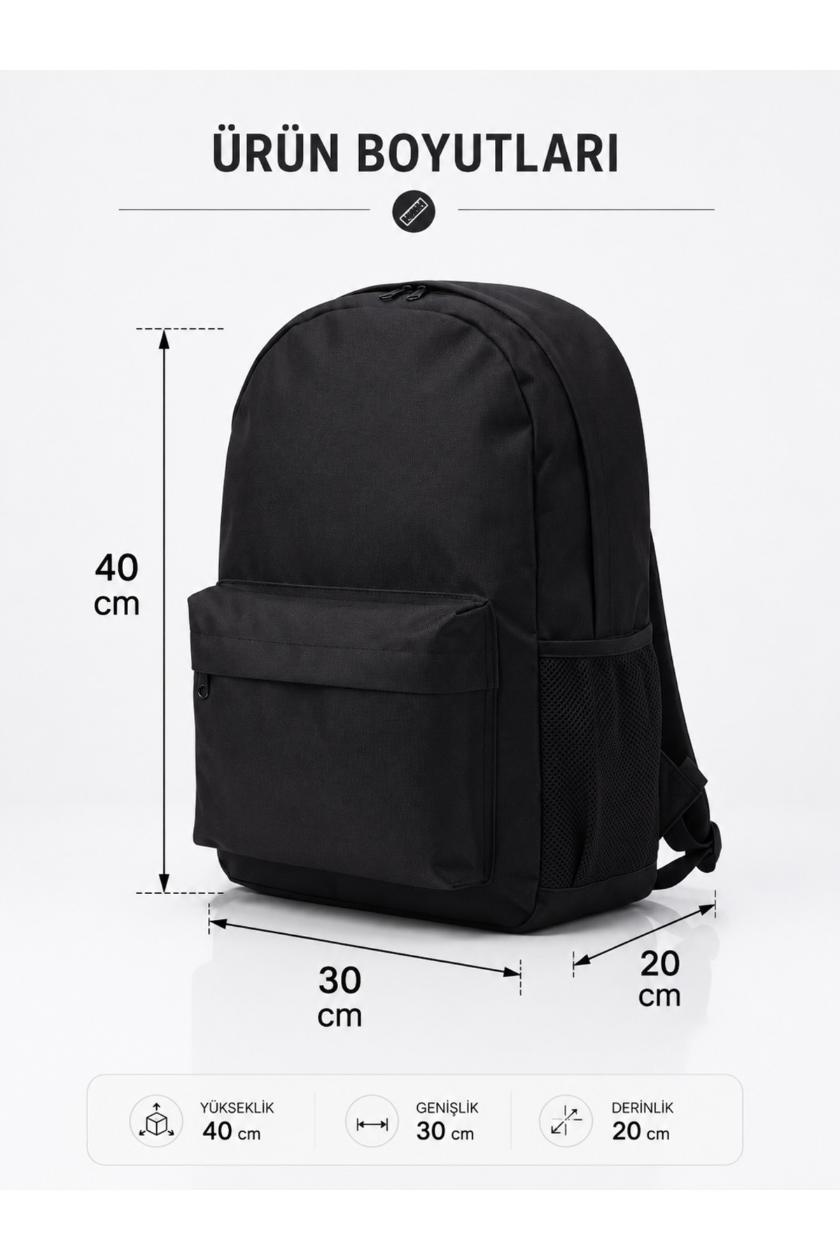 Av A Dos Siyah Unisex Dizüstü Laptop Okul Kurs Kamp Seyehat Gezi Günlük Kullanım Sırt Çantası görsel 5