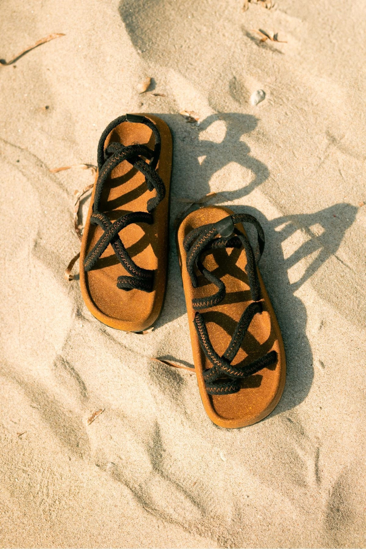 by selvi Lukka Shoes Enrico Siyah Doğal Pamuk İp Halat Erkek Sandalet