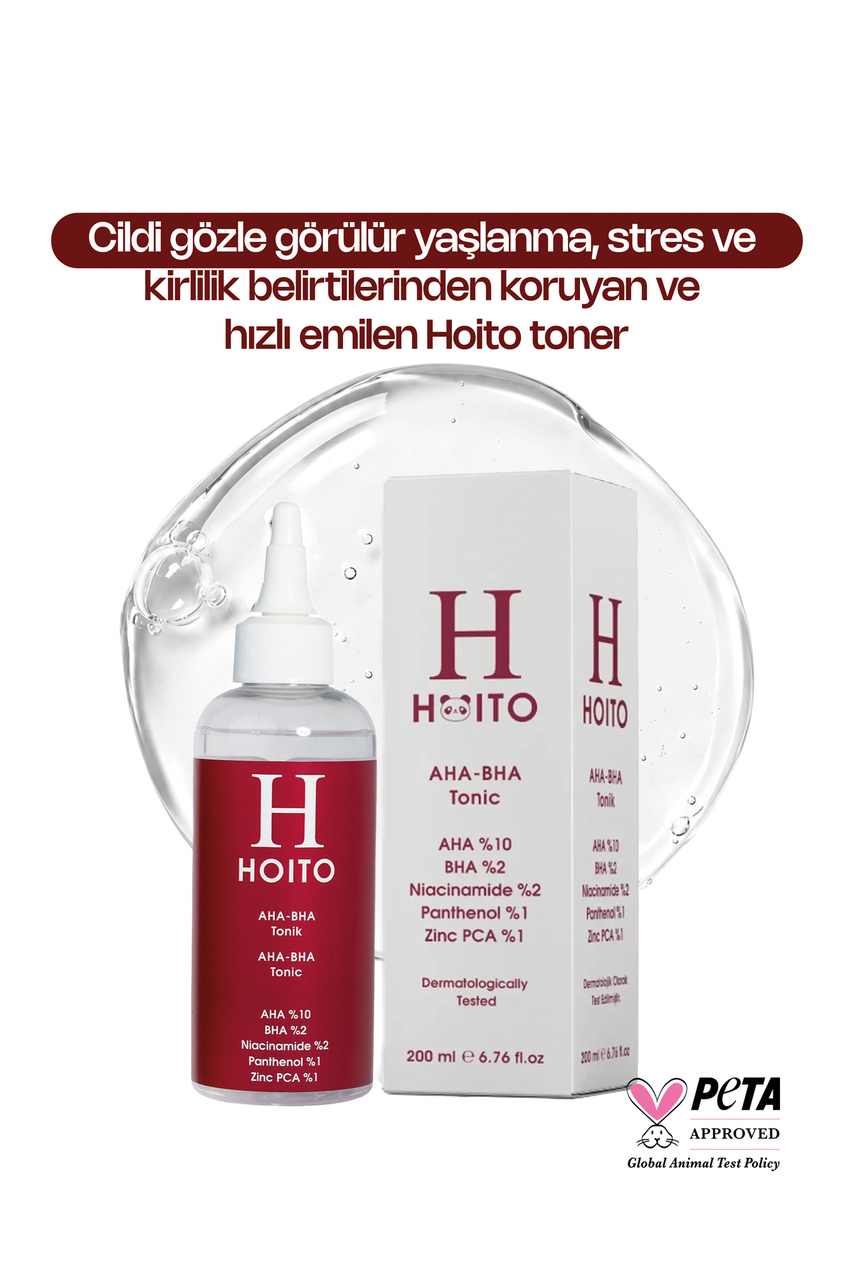 Hoito AHA %10 + BHA %2 AHA %10 + BHA %2 Yenileyici Tonik (200 ml)- Akne Karşıtı & Gözenek Sıkılaştırıcı — H10005