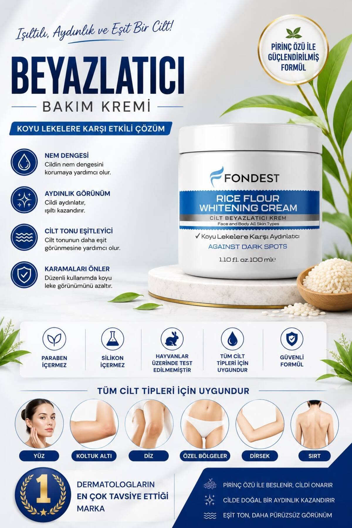 Koltuk Altı-Diz-Dirsek Ve Bikini Bölgesi Cilt Beyazlatıcı Krem 100 ml Skin Whitening Cream — 373730 — تصویر 3 از 5