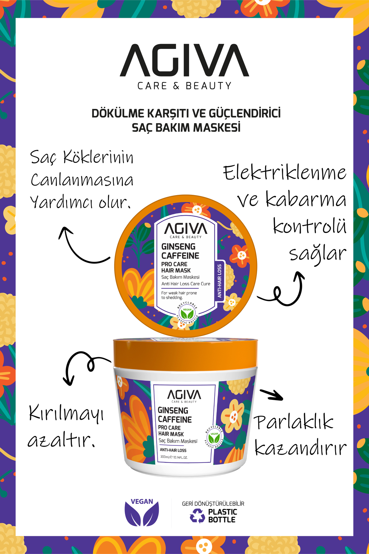 Caffeine Ginseng Zayıf ve Güçsüz Saçlar İçin Dökülme Karşıtı Saç Bakım Maskesi 300 ml - Vegan — COFFYMASKE — تصویر 3 از 6