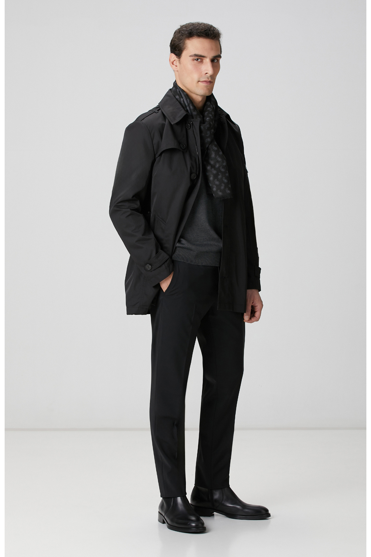 Network Siyah Trenchcoat görsel 3