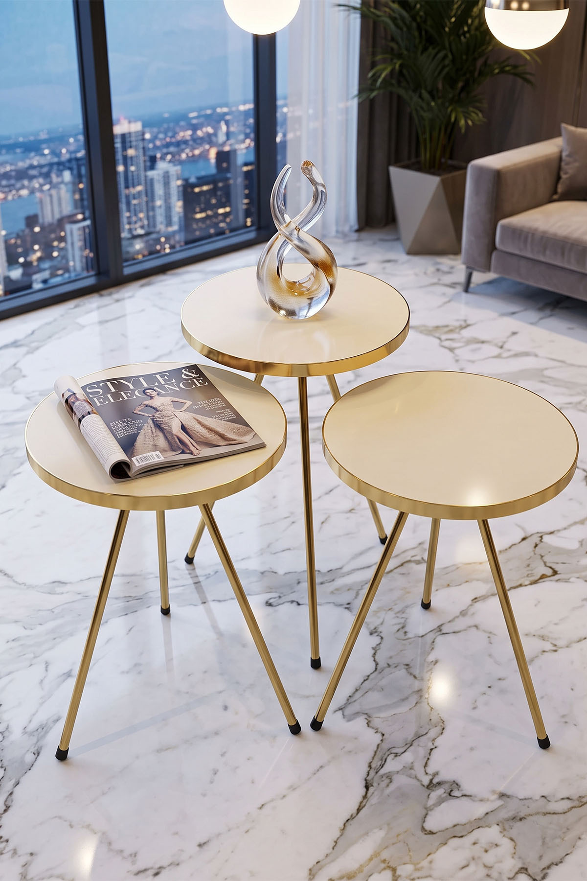 Goldfalez Gold Metal Düz Ayak Zigon Krem 3'lü görsel 3