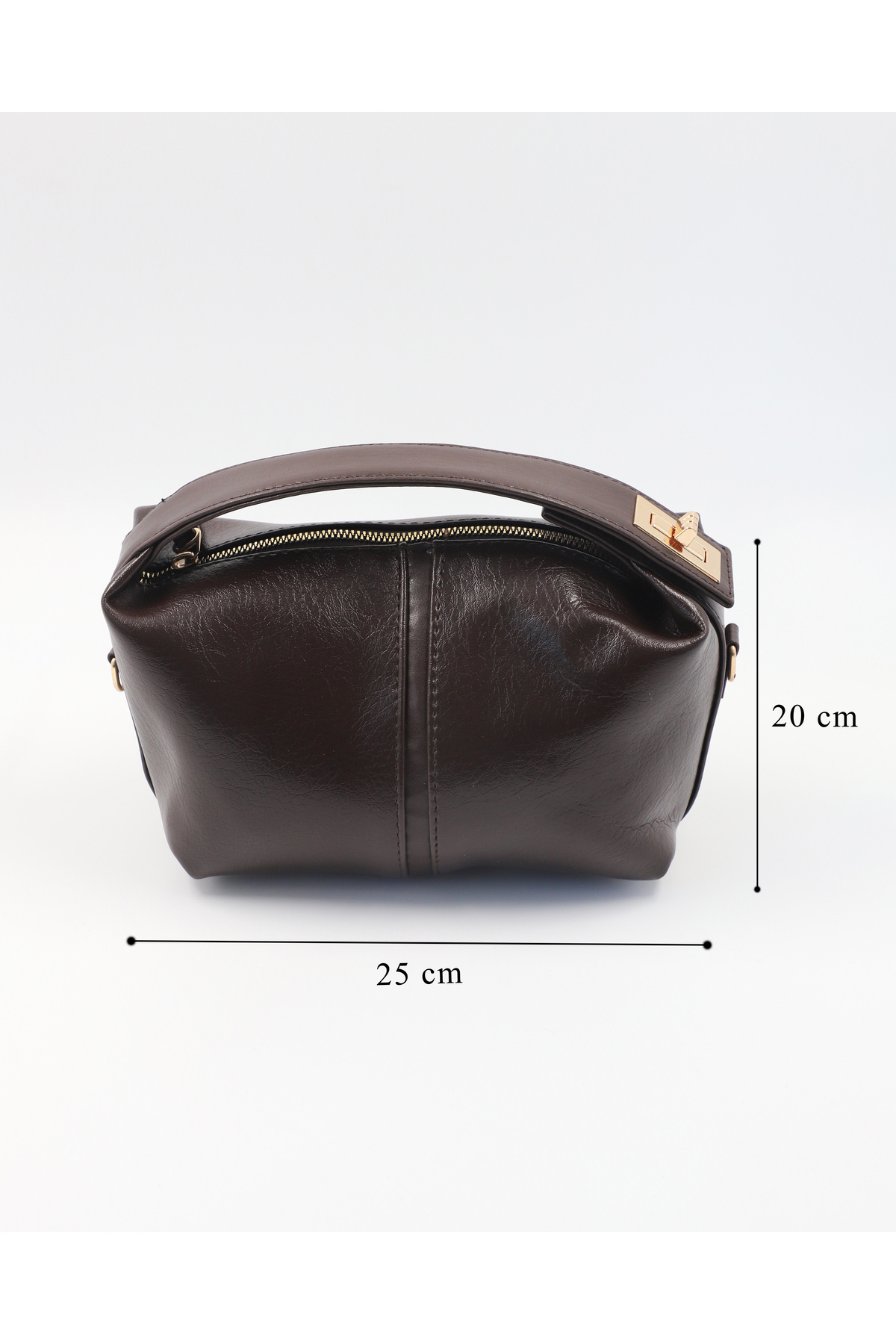 lalettobags Kadın Kahverengi Lilyum Model Kilit Detaylı El Ve Ayarlanabilir Askılı Omuz Çantası görsel 8