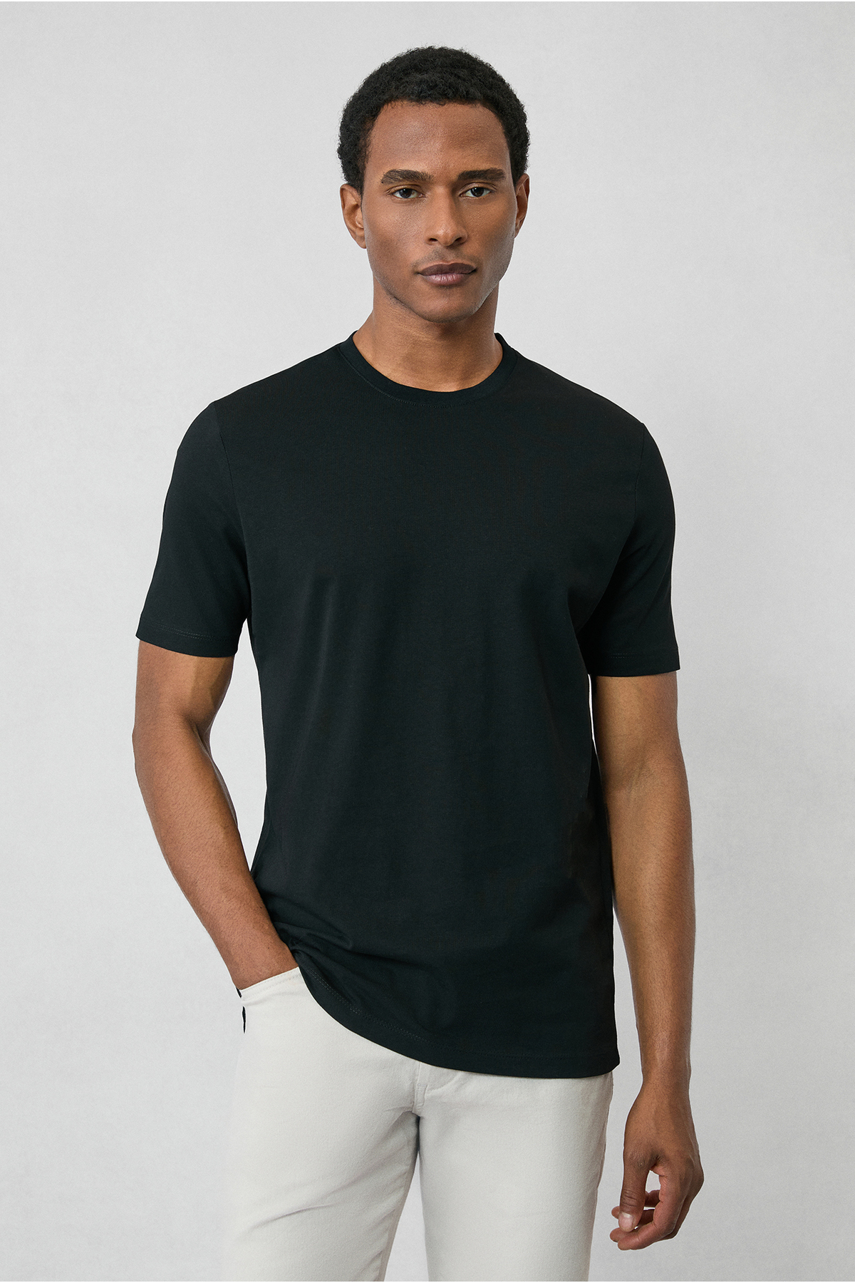 Kiğılı Bisiklet Yaka Slim Fit %100 Pamuk Tişört görsel 2