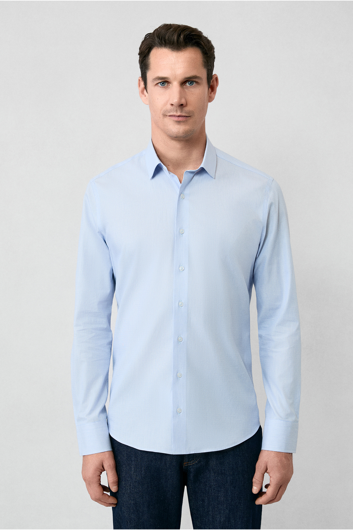 Kiğılı Uzun Kol Slim Fit Dar Kesim Pamuk Klasik Çizgili Gömlek görsel 7
