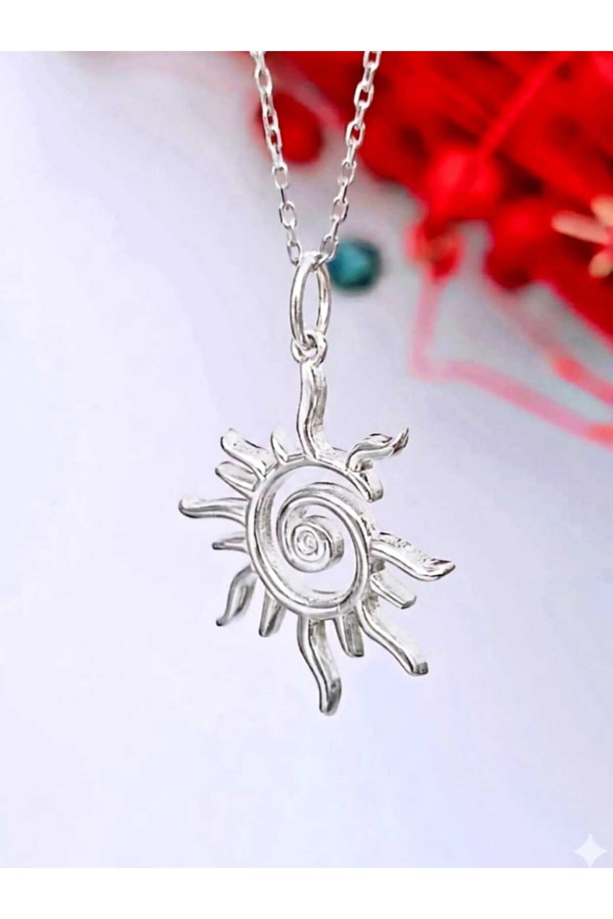 NsN Silver 925 Ayar Gümüş Güneş Kolye görsel 3