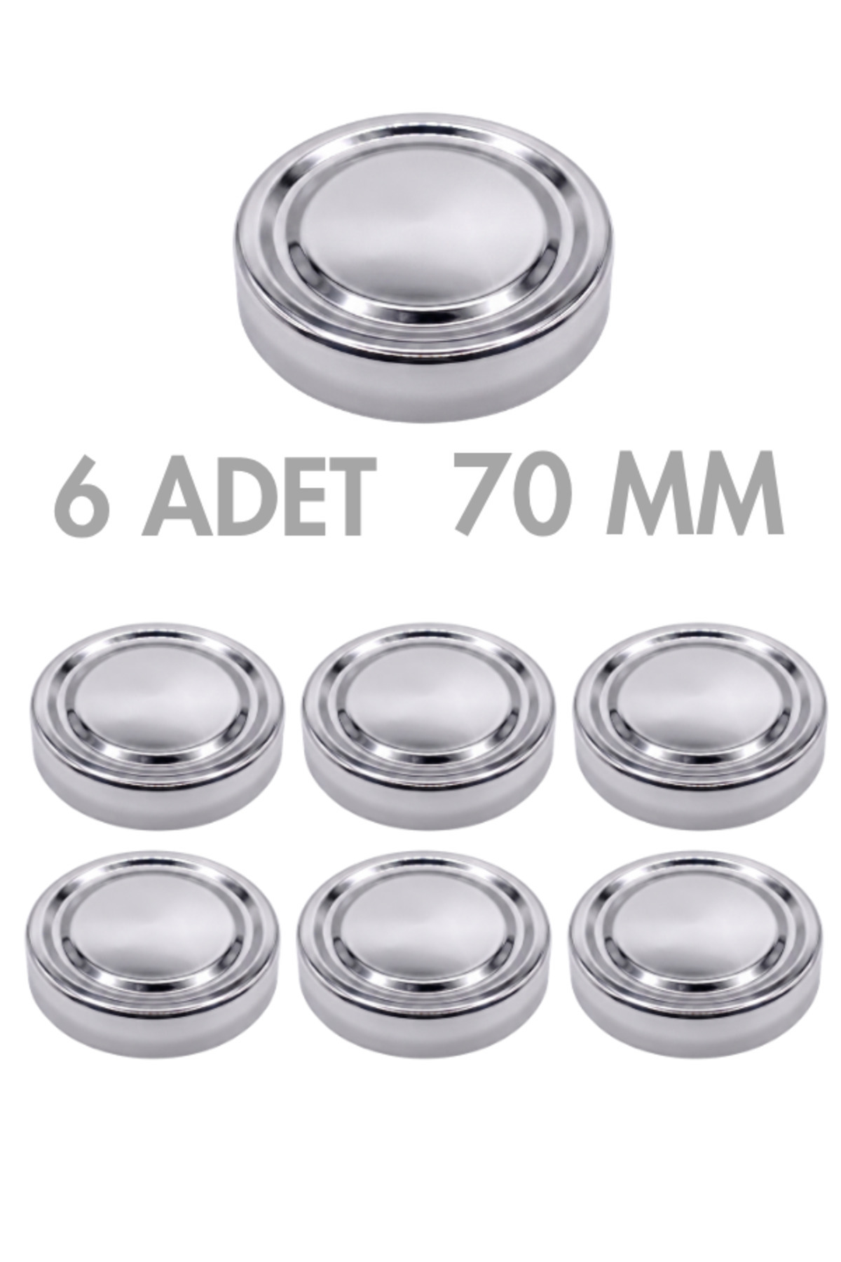 6 x Deep Silver Metal Ergo Baby Food Jam Peanut Butter Jar Lid – 70 mm (compatible with 255 cc-350 cc-545 cc jars)