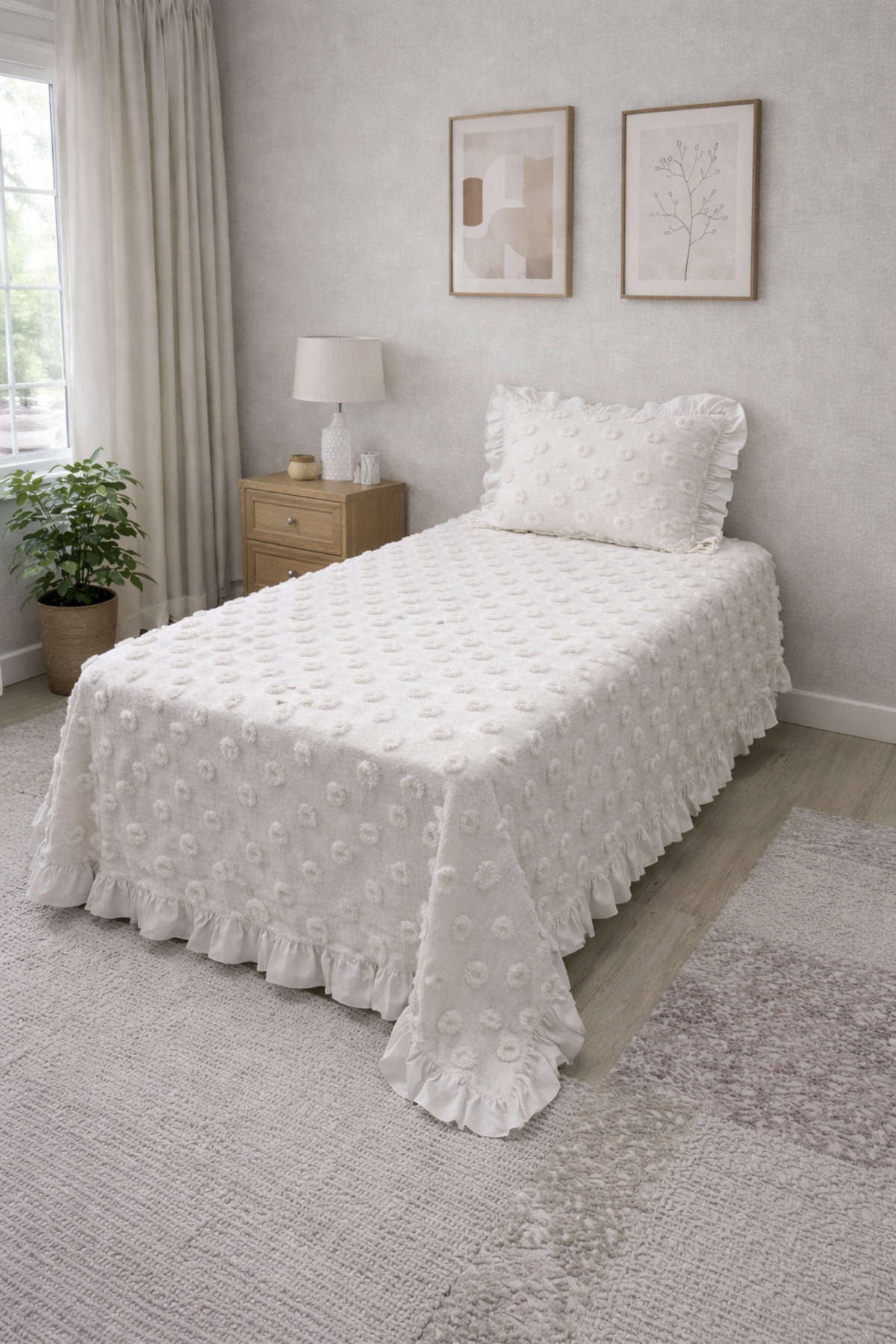SINGLE RUFFLE BEDSPREAD SET 180X240