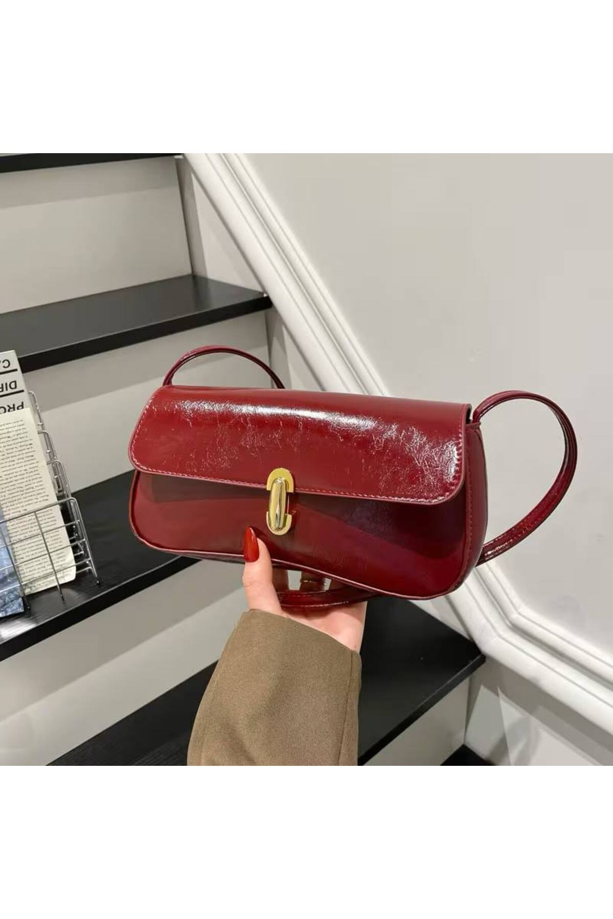 Bordo NATA Kilit Detaylı El ve Omuz Kadın Çantası görünüm 1