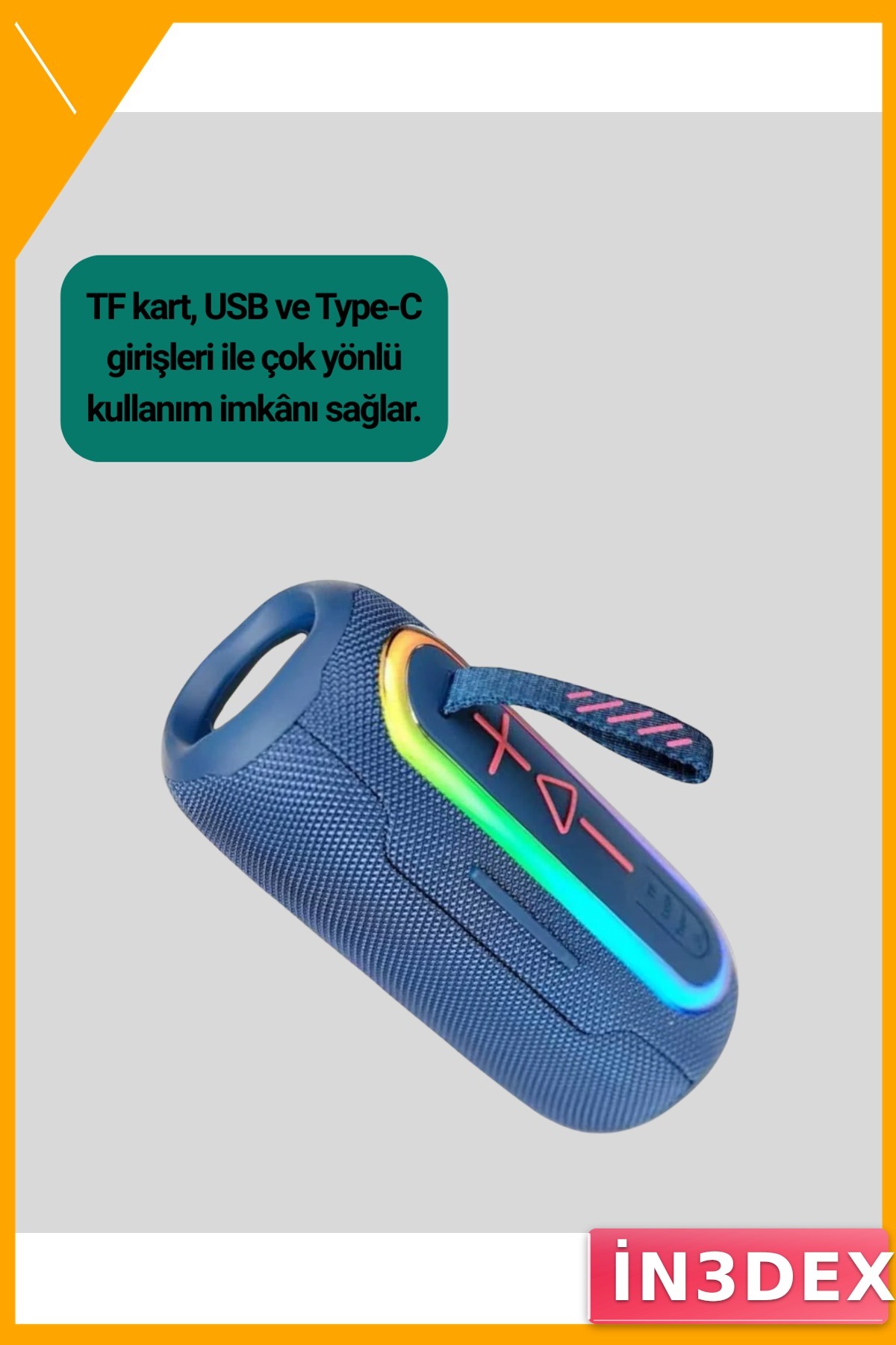 Taşınabilir Bluetooth Hoparlör Güçlü Bas IP67 Su Geçirmez LED Işıklı