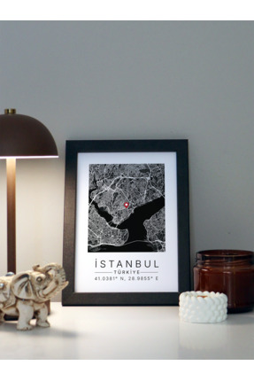 NovaFlow Kişiye Özel Şehir Haritası Çerçeveli Poster Tablo - Doğum, Nişan, Ev...