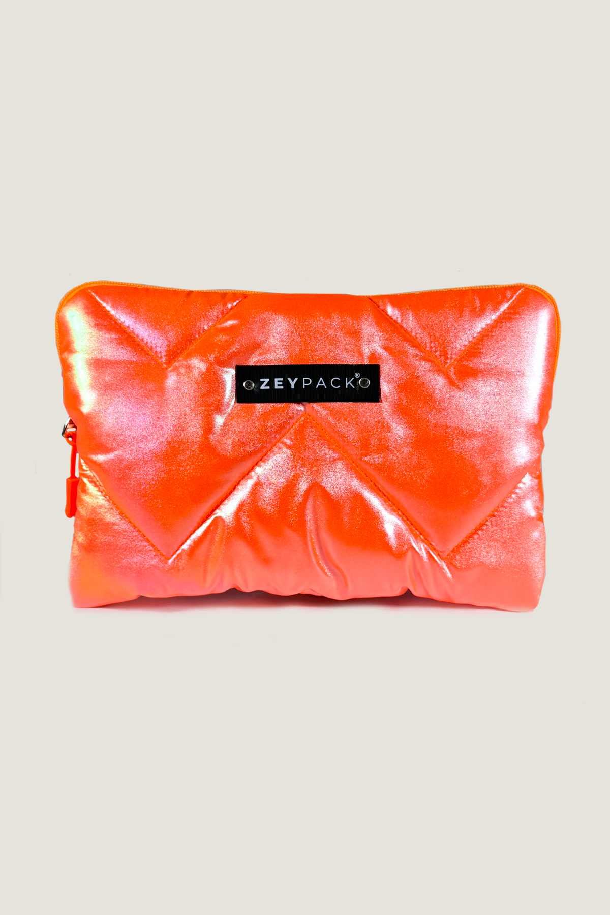 zeypack Simli Neon Turuncu Çanta- Clutch, El Çantası, Makyaj Çantası 28x18cm