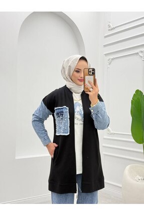 moda4b Kadın 3'lü Tesettür Takım Kot Detaylı İki İplik Spor Şık Model n-05516...