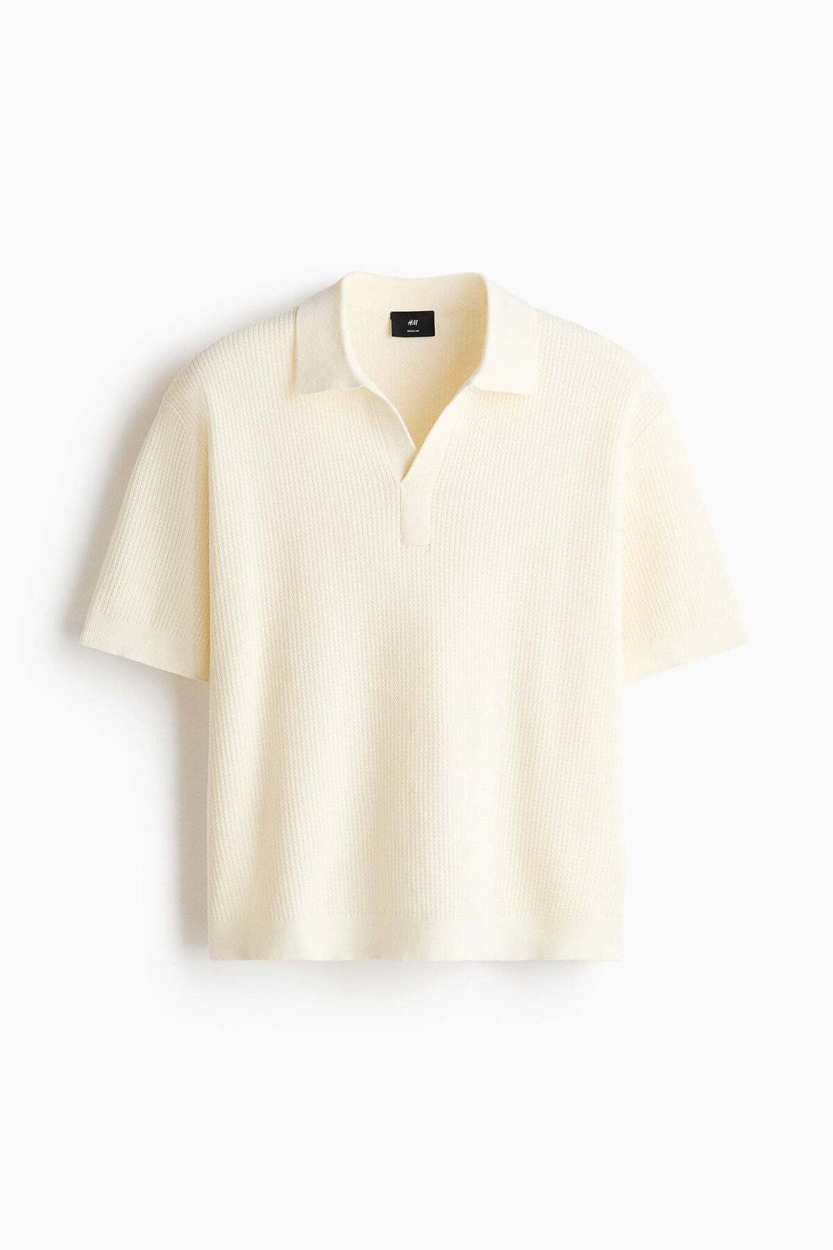 H&M Regular Fit Cable-knit polo shirt