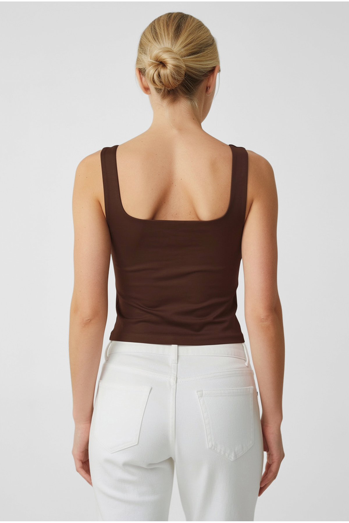 OLYNN  Kahverengi Ultra Premium Soft Kare Yaka Askılı Body - Görsel 4