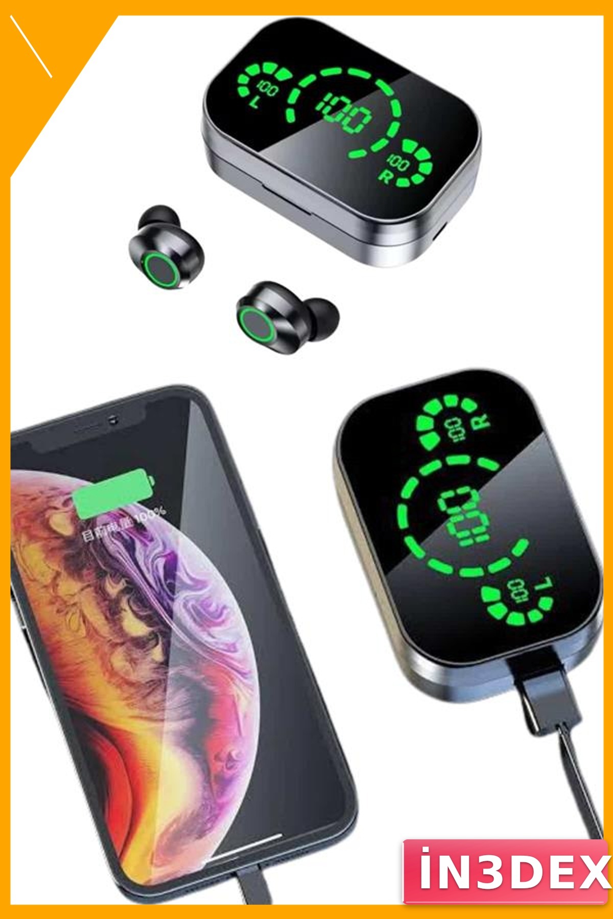 Kablosuz Bluetooth Kulaklık Telefon Şarjlı Dijital Gösterge Çağrı Cevaplama
