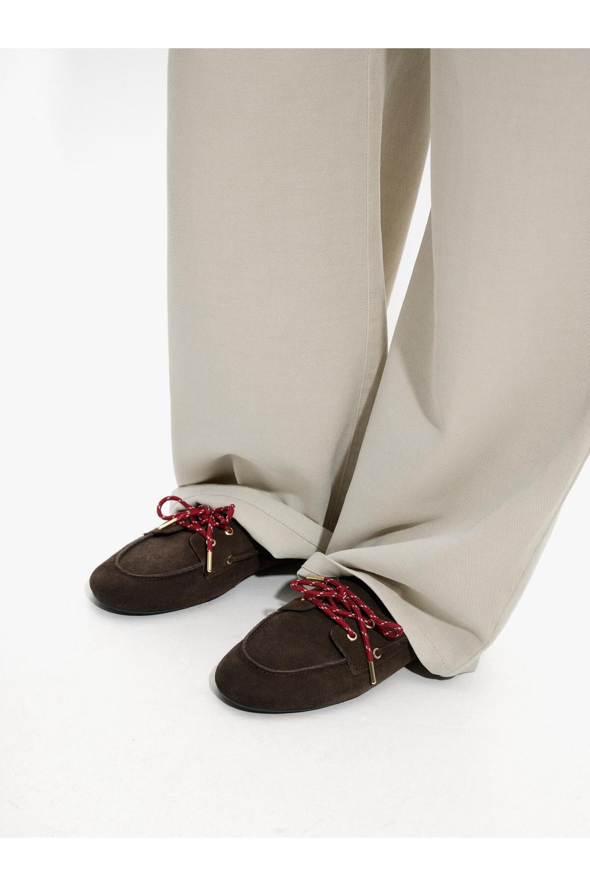 Women's Double Lace-up Leather Loafers