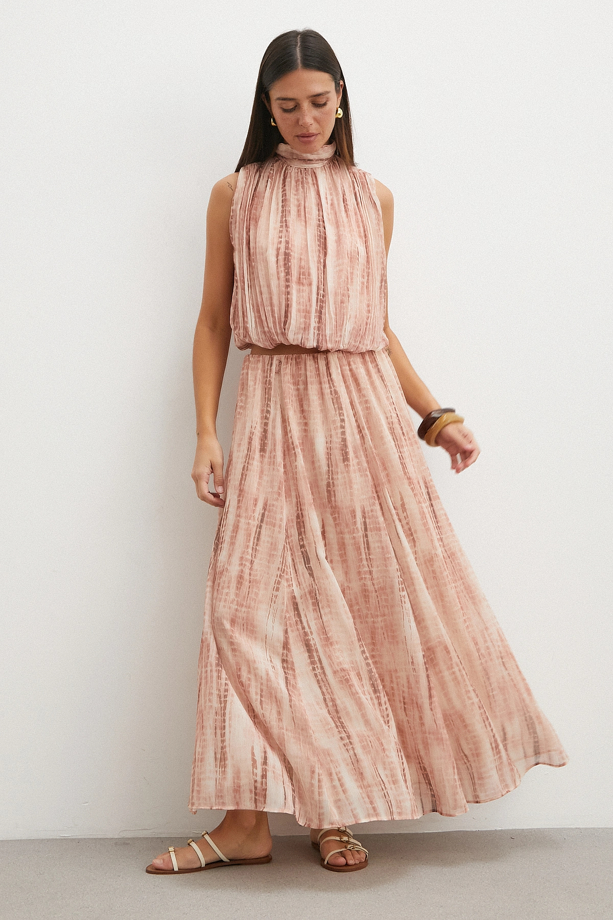 UTERPE Nude Tonlu Batik Maxi Etek görsel 4