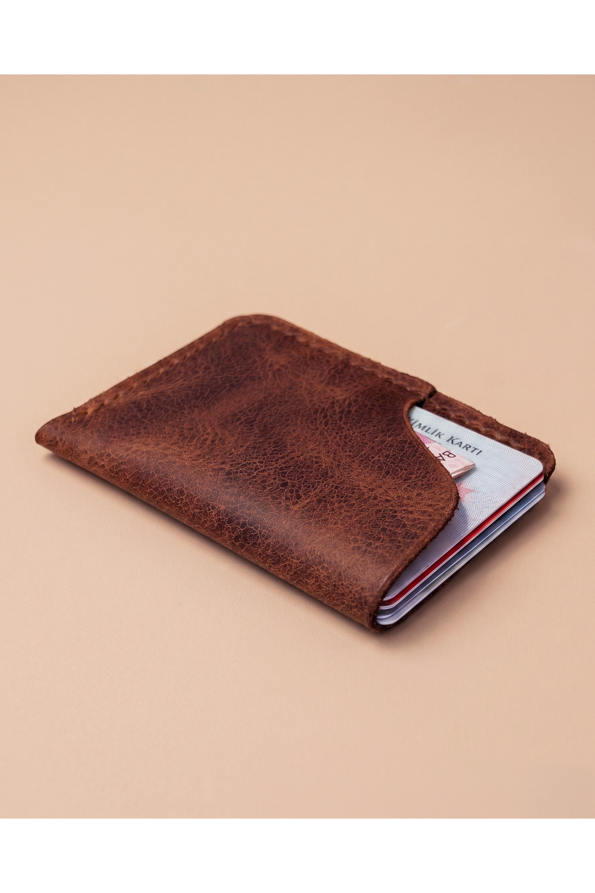 BUO Leather Hakiki Deri Avuç İçi Kartlık, Gerçek Deri, Minimal Unisex Kartlık görsel 5