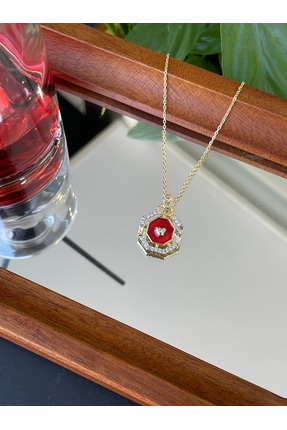 Manolia Jewels Çelik Taşlı Sekizgen Kolye Gold